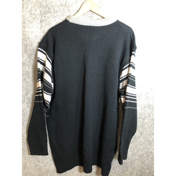 Southpole Sweater Mens 2XL Black Stripe Acrylic Spellout Casual Classic - Picture 3 of 9